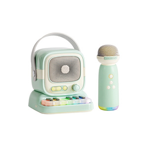 Mini Piano Karaoké Tout-<span class=keywords><strong>en</strong></span>-un avec Microphone, Enceinte Intelligente, Lumière Ambiante, Couleur Macaron, Audio de Bureau Mignon, Cadeau d'Anniversaire pour Enfants - Product Image 1