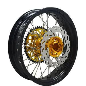 Pièces détachées pour motos Jantes Supermoto 17 pouces en alliage d'aluminium 36 rayons pour RMZ250 RMZ450