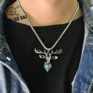 Collana <span class=keywords><strong>con</strong></span> Ciondolo Antilope Hip-hop di Tendenza per Uomo, Collane Personalizzate <span class=keywords><strong>con</strong></span> Animali, Catena per Maglione, Gioielli <span class=keywords><strong>Maschili</strong></span> - Product Image 2