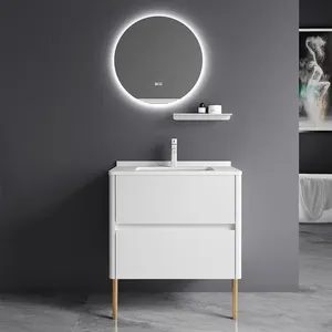 2022 yeni tasarım 800mm 32 inç zemin ayakta PVC banyo aynası ile ayna vanity seti yingjie eunice