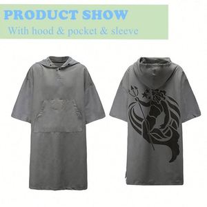Wholesale Hooded <b>Poncho</b> Towel Recycled Surf Custom Hoodie Quick Dry Microfiber <b>Ponchos</b> With Pocket for Adults - Product Image 6