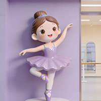 Sculpture de ballerine en résine écologique personnalisée, statue de danseuse de dessin animé pour école de danse, devanture de magasin, mur ou sol