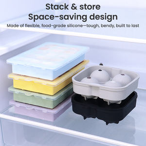 Molde de silicona de grado alimenticio para cubitos de hielo redondos estrechos, reutilizable, para hacer helados, con contenedor de almacenamiento, herramienta de cocina ecológica - Product Image 6