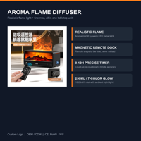 Diffuseur d'arômes magnétique en plastique pour cheminée, affichage numérique, 250 ml, lumière de flamme USB, veilleuse 7 couleurs, ultrasonique, usage domestique