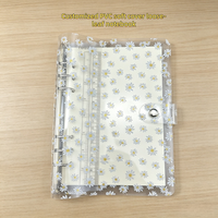 Protège-cahiers A5 A6 A7 transparents en PVC motif marguerite mignonne avec fermeture à bouton-pression pour classeurs à 6 anneaux et agendas