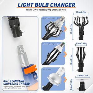 أداة تغيير المصابيح التلسكوبية 3 في 1 بطول 12 قدمًا مع سلال وأكواب شفط لتركيب وإزالة المصابيح في الأسقف العالية - Product Image 2