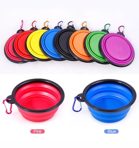 Tigela de Viagem para Cães Dobrável e Colapsável em Silicone Ecológico com Compartimento para Comida e Água, Portátil para Uso ao Ar Livre - Product Image 1