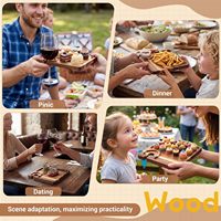 Plateau à apéritifs en bois d'acacia avec porte-verres à vin, mini planche à charcuterie, ensemble de plateaux en verre pour les fêtes, les réunions et les réceptions