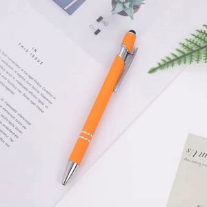 Stylet à bille en métal aluminium le moins cher, stylo pas cher avec logo, écran tactile en caoutchouc souple pour téléphone portable, cadeaux promotionnels personnalisés - Product Image 1