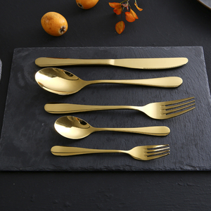 Juego de cucharas y tenedores de oro rosa de acero inoxidable, juego de cubiertos reutilizables de metal negro - Product Image 5