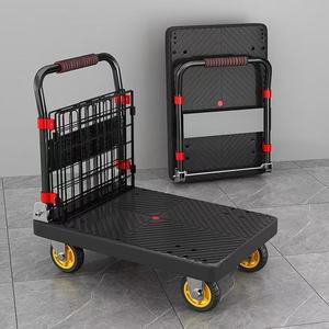 Chariot à main pliable à quatre roues pivotantes, noir, léger, pour le transport et le déménagement à domicile - Product Image 1