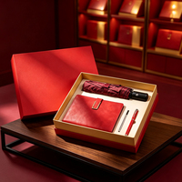 Ensemble cadeau d'entreprise avec logo personnalisé, comprenant un carnet, un stylo et un parapluie, cadeaux d'affaires pour clients, ensemble promotionnel haut de gamme