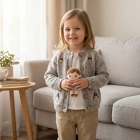 Pull pour bébé brodé à la main, cardigan tricoté pour enfants, haut décontracté mignon pour l'automne, de haute qualité, 100% coton, respirant et chaud