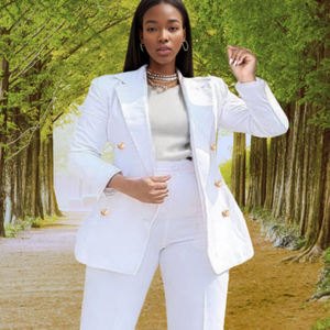 Vestes et manteaux pour femmes à col tailleur et double boutonnage, grande taille, tendance hiver - Product Image 2