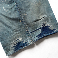 Jeans à jambe droite personnalisés pour hommes, style Boro Sashiko, fortement déchirés, réparation vintage, denim vieilli cousu main, coton OEM
