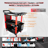 Chariot roulant en plastique à 3 niveaux | Rangement d'atelier de garage avec capacité de 150 kg pour outils | Détailisation automobile