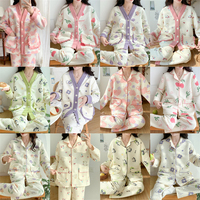 Pyjama en coton pour femme, nouvelle collection automne/hiver, ensemble de vêtements d'intérieur double couche épaissi et chaud à motif de dessin animé pour filles, adapté pour