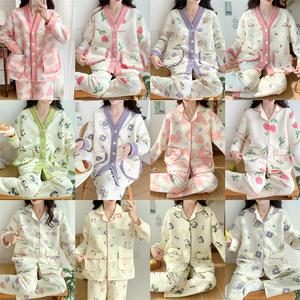 Air Cotton Pyjama's voor Dames Herfst/Winter Nieuwe Aanwinst Dubbellaags Verdikte Warme Cartoon Meisjes Homewear Set Geschikt voor - Product Image 2