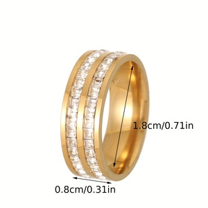 Anillo de Acero Inoxidable para Mujer, Banda Ancha de 8 mm con Pequeño Cuadrado - Diseño Moderno y Elegante para <span class=keywords><strong>Vestimenta</strong></span> Casual y Ocasiones Especiales - Product Image 2