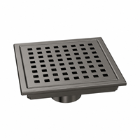 Siphon de sol rectangulaire anti-cheveux en SUS304 brossé, 150x150mm (6 pouces), moderne, facile à nettoyer, pour hôtels et salles de bain, direct usine