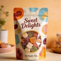 Sacs Ziplock personnalisés à faible MOQ, transparents avec fenêtre et lignes de déchirement, sachets souples de qualité alimentaire pour aliments et bonbons