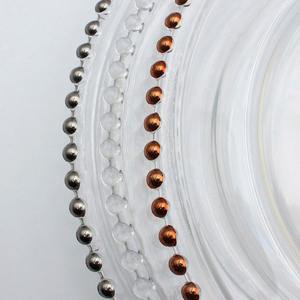 LANGXU Assiette ronde en verre à bulles en forme de perle, dorée et argentée, <span class=keywords><strong>support</strong></span> personnalisable - Product Image 6