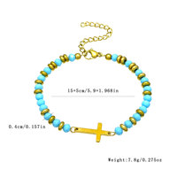Bracelet Bohème Perlé Croix Multicolore en Acier Inoxydable et Cordon Tressé pour Femme – Bijoux Tendance Vente en Gros