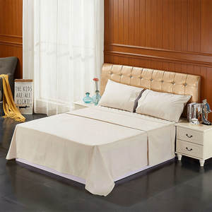 Vente en gros de linge de lit en coton blanc pour hôtel <span class=keywords><strong>5</strong></span> étoiles, ensemble de draps en coton poly, taille Queen et King - Product Image 1