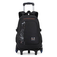 Sac à dos à roulettes transfrontalier pour garçons, grande capacité, adapté aux élèves de 3e à 6e année ; six roues, capacité de montée d'escaliers