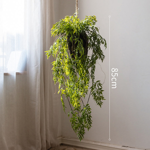 Decorazione da Parete con Piante Verdi Simulate, Felce Artificiale, Sfera Verde Pendente, Decorazione Murale con Piante Verdi - Product Image 3