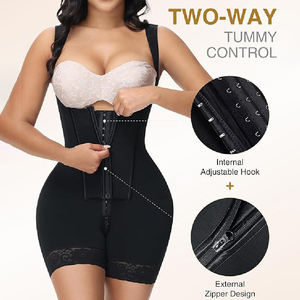 Body Reductor de Alta Compresión Ajustable con Cierre y Corchetes, Elegante, Color Sólido, Ropa Posparto, Moldeador de Cuerpo Completo - Product Image 4