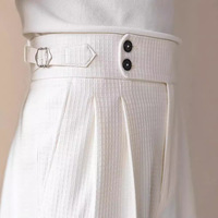 Pantalon de costume décontracté taille haute en polyester jacquard, coupe droite style parisien, polyvalent, printemps-été