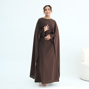 Abaya con Rifiniture in Perle, Tessuto Nida Premium, Abbigliamento Islamico di Lusso per Donne, Abaya Chiusa di Lusso per Donne Musulmane - Product Image 5