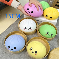 Jouets anti-stress mignons en forme de boule de 15 cm x 15 cm, 4 couleurs, jouets à presser en stock, grands jouets squishy en forme de dumpling pour adultes
