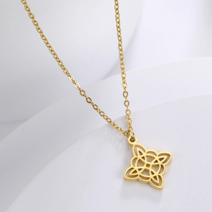 Neue trend ige langkettige Edelstahl-Halskette Geometrische Hexerei Hexen knoten Anhänger Halskette für Frauen Männer - Product Image 2