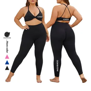 Xsunwing neue aktive Kleidung atmungsaktive Sportbekleidung 3XL Fitness-Workout 2-teilig BH Legging Yoga-Bekleidung Übergröße Damen-Sets WZC8013