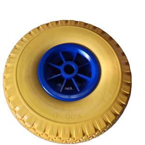 <span class=keywords><strong>Roue</strong></span> solide en PU Maxtop Factory 260x85mm, pneu anti-crevaison 300-4, roulement à billes, roues en mousse PU jaunes pour équipement de manutention - Product Image 1
