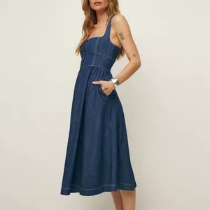 Vestido de Mezclilla Transpirable de Verano Ecológico con Botones Naturales Sólidos Vintage Personalizado OEM para Mujer - Product Image 6