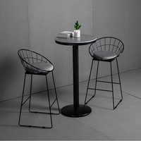 Ensemble de chaises de table haute de bar moderne de 3 pièces Table ronde confortable en dalle de roche Réception décontractée Balcon pour l'école Restaurant Bars