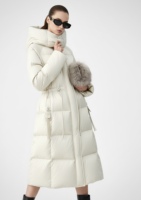 Doudoune longue réversible QLYP, nouvelle collection hiver, design éco-responsable avec fermeture éclair, ajustement à la taille, capuche et col montant
