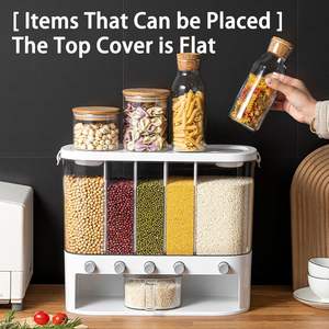 Utensilios de Cocina, Caja de Almacenamiento de Alimentos Secos, Dispensador de Granos, Dispensador de Cereales de 6 Compartimentos, Contenedor de Arroz de 10 kg - Product Image 3
