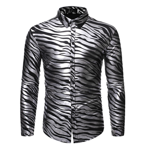 Chemise Homme Décontractée Chic à Boutons, Noire Brillante à Paillettes, pour Soirée, Club, Streetwear, Coupe Slim, Fête, Mariage, Scintillante et Respirante - Product Image 1
