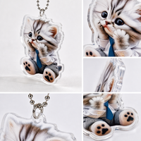 Pendentif chat en acrylique, ornement à suspendre pour voiture, porte-clés mignon, breloque pour sac à dos, accessoires de décoration intérieure de voiture, cadeau