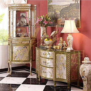 Yips LD-1203-0107 עץ מלא תצוגה קלאסית יין ארון עלה נסיכה צבוע צמח דפוס ציפור הצמח עבור אוכל - Product Image 6