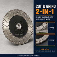 Disque diamanté 2-en-1 de 125 mm (5 po) pour découpe et meulage, avec filetage M14, pour meuleuse d'angle, idéal pour pierre, granit, marbre, béton