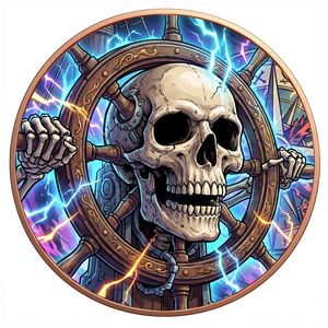 Moneta Commemorativa a Tema Nautico: Scheletro al Volante di Nave Fantasma, Capitano Morto-Vivo, Stampa UV su Rame - Product Image 1