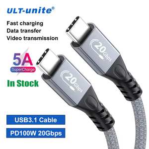 Cable de Carga ULT-unite de Alta Velocidad de 1M 1.5M 2M, Trenzado de Nailon, USB3.1 Tipo-C, 5A, 4k, 20Gbps, 100W, con Contactos Chapados en Oro - Product Image 1