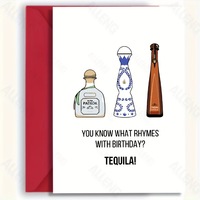 Tarjeta de Felicitación de Cumpleaños con Tema de Tequila Divertido y Personalizado