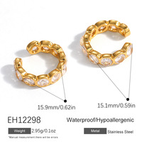 Boucles d'oreilles manchette tendance SUMMLY en acier inoxydable plaqué or 18 carats, étanches, avec zircon géométrique en forme de C, pour femme, cadeau de fête