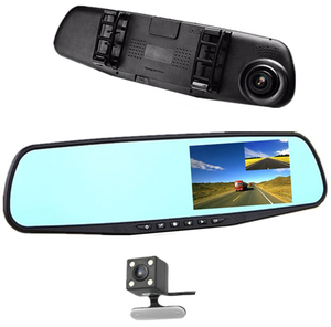 4.3 inç HD 1080P çift Lens Dash kamera Dvr ön arka Video araba kaydedici 1-Year garanti dikiz aynası kara kutu araba kaydedici - Product Image 1